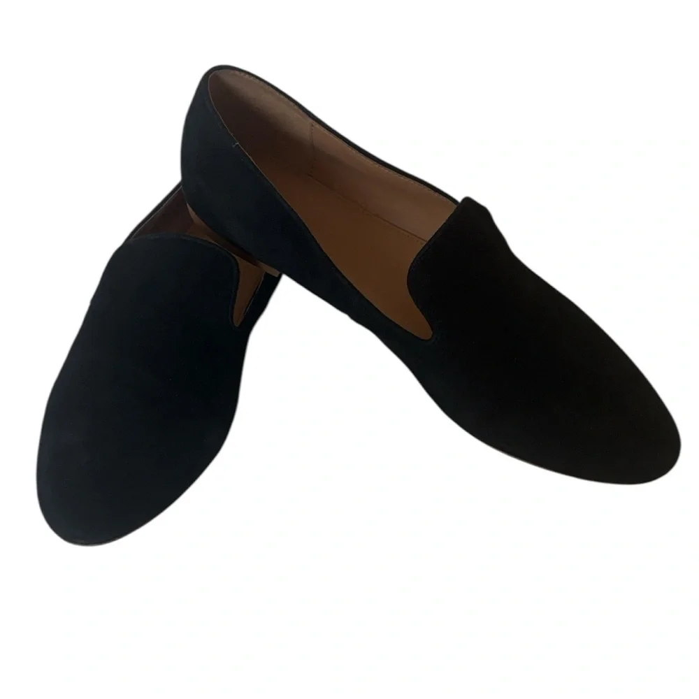 J. Crew Black Suede leather  AA524 Smoking Loafers, size 10